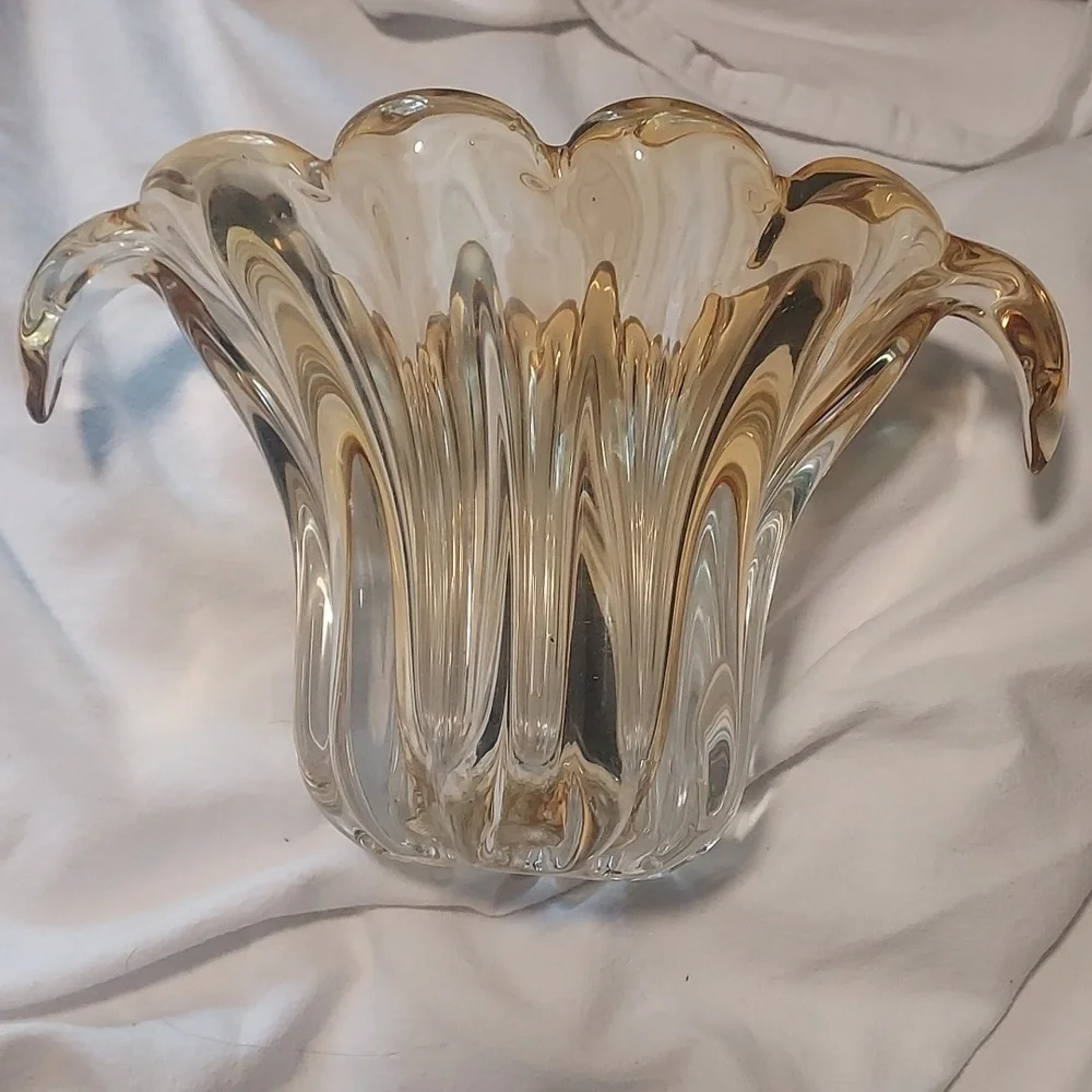 TELEFLORA Yellow Ribbed Fan Vase | Yellow Glass Vase | Vases for Flowers | Scall